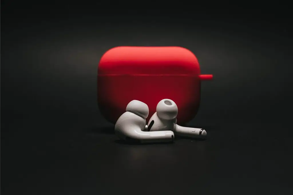 Decorative AirPods with Red Case