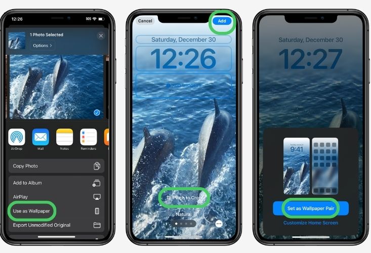 Image shows instructions to change the wallpaper on iPhone