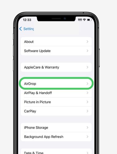 Enable AirDrop on iPhone step 2