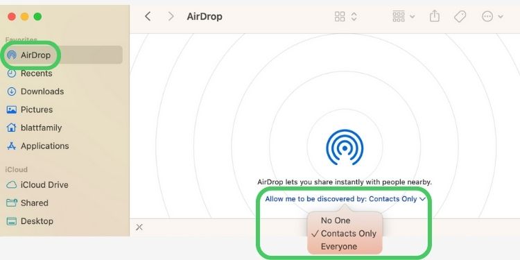 Enable AirDrop on Mac step 1